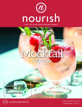 January 2025 Nourish Magazine featuring "mocktails"