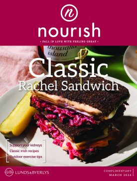 March 2026 Nourish magazine featuring "Classic Rachel Sandwich"