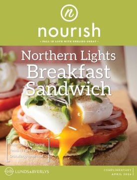 April issue of Nourish Magazine featuring "Northern Lights Breakfast Sandwiches"