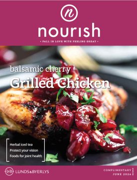 June issue of Nourish Magazine "Balsamic Cherry Grilled Chicken"