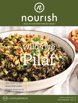 September 2026 issue of Nourish magazine featuring "Wild Rice Pilaf"